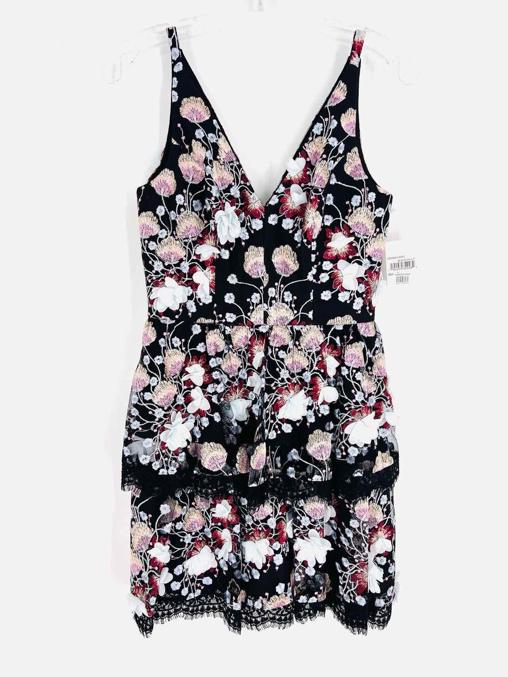 Dress The Population Size S Black/Multi Floral Embroidered NEW Designer Dress